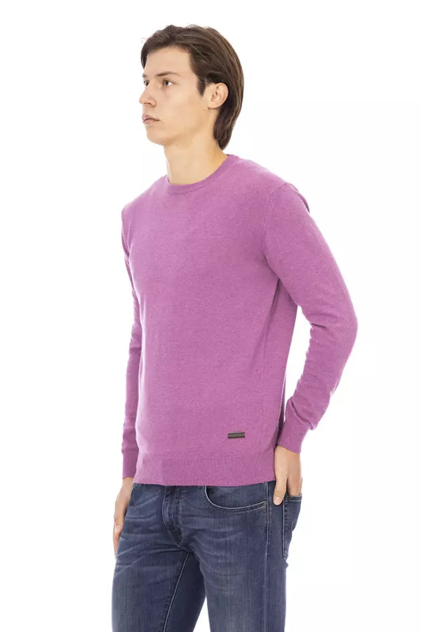 Eleganter lila Woll-Blend-Crewneck-Pullover