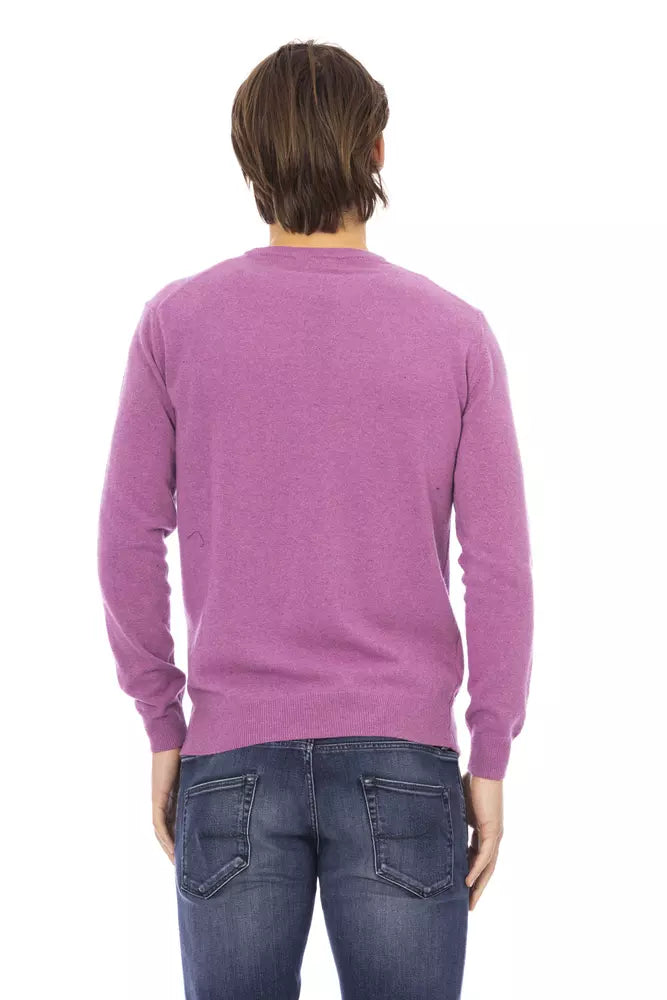 Κομψό μοβ πουλόβερ Crewneck Purple