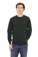 Eleganter grüner Crewneck -Monogramm -Pullover