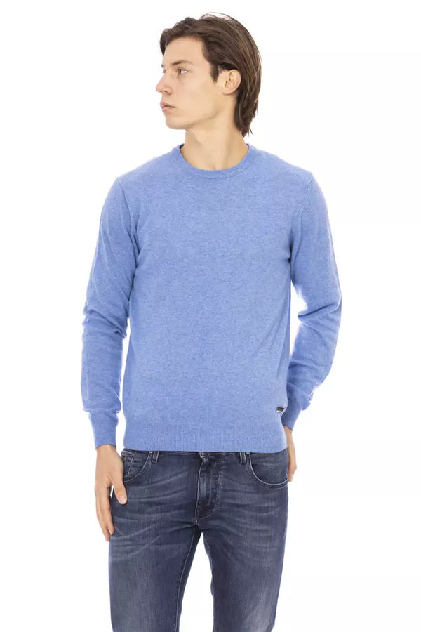 Eleganter hellblauer Crewneck -Pullover für Männer