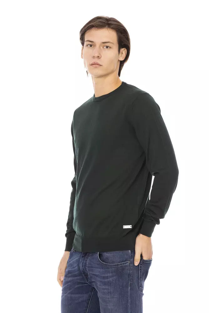 Eleganter grüner Crewneck -Monogramm -Pullover