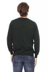 Eleganter grüner Crewneck -Monogramm -Pullover