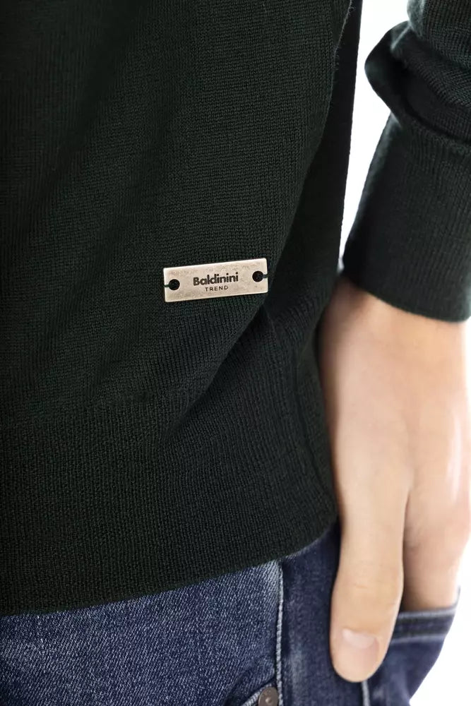 Eleganter grüner Crewneck -Monogramm -Pullover