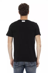 T-shirt en coton noir élégant avec imprimé avant audacieux