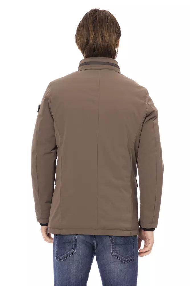 Κομψό μπουφάν μονόγραμμα Brown Zip-Front