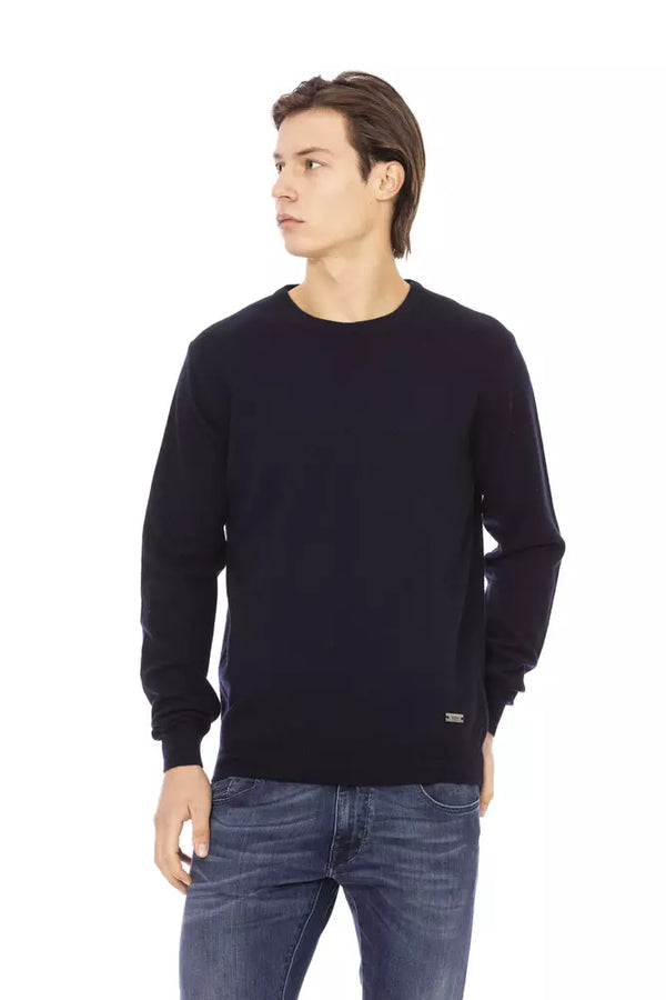 Chic Crewneck Blue Statement Pullover