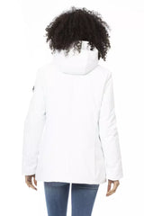 Veste blanche élégante avec capuche réglable