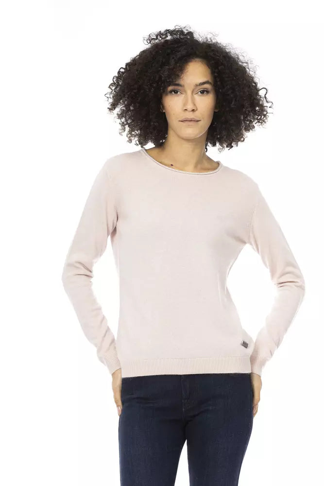 Maglione chic rosa con fusione di lana da cucina rosa