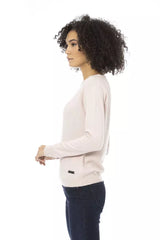 Chic Pink Crew Neck Wool-Blend πουλόβερ