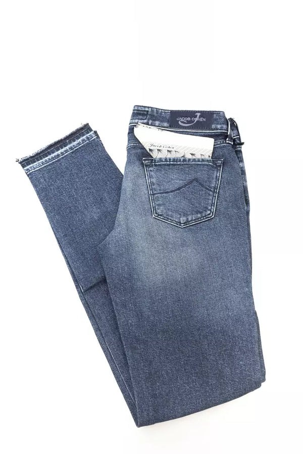 Chic Slim Fit Sticked Jeans mit Fransen Saum