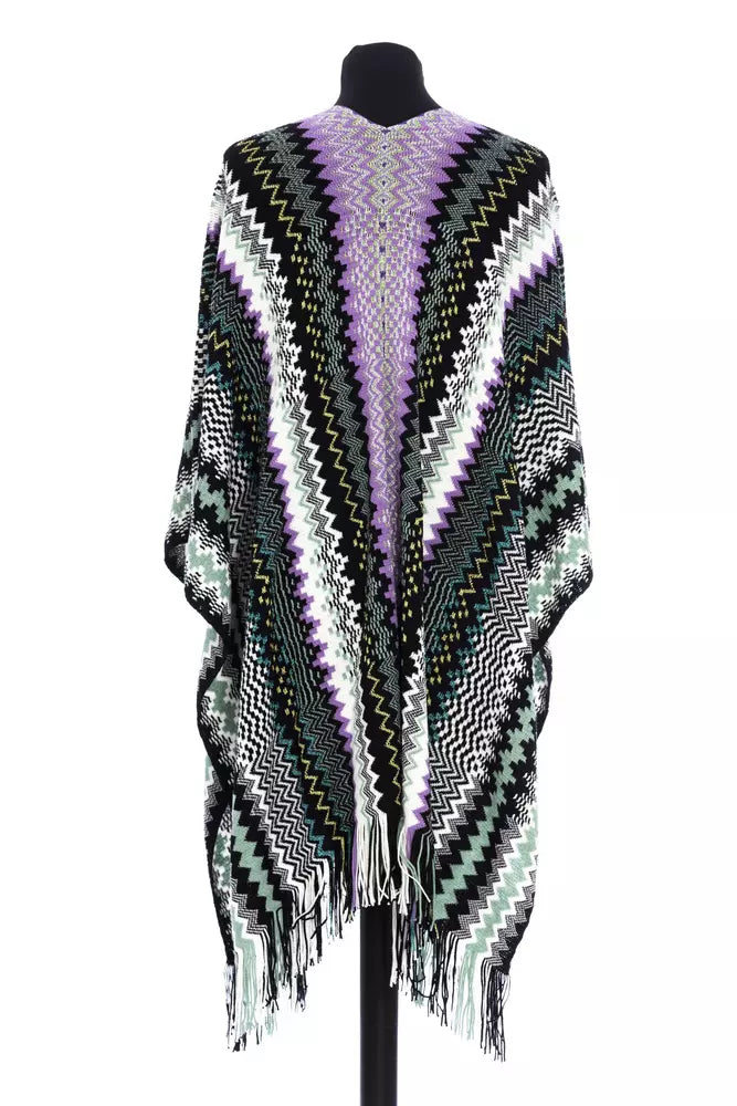 Chic Geometric Fantasy Fringed Poncho