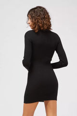 Black Viscose Women Sweater Dress