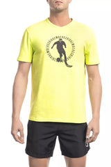 Camiseta estampada de mezcla de algodón amarillo radiante