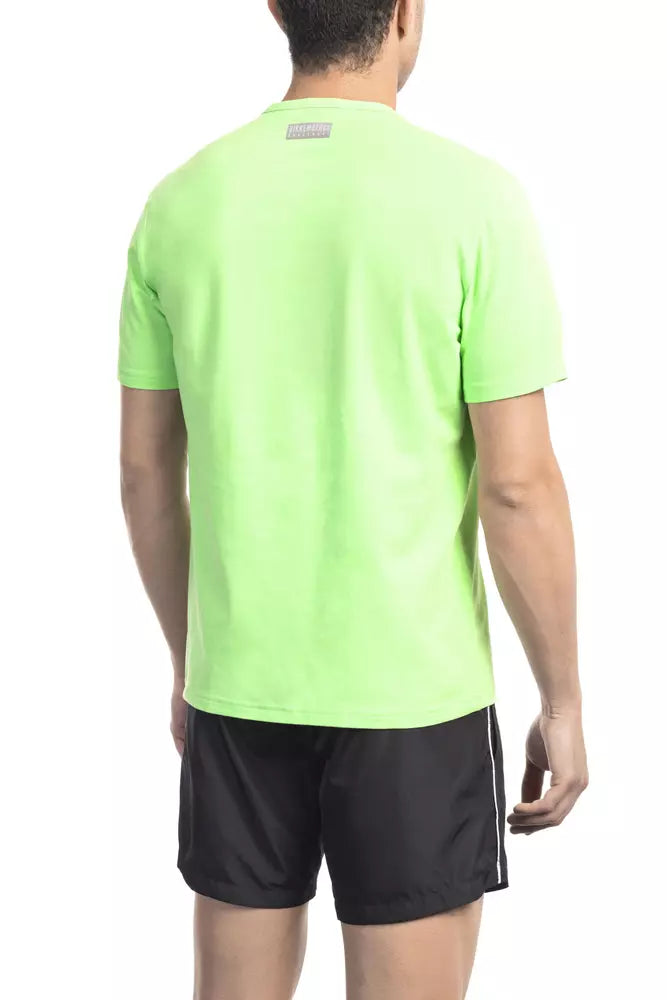 T-shirt d'élastane en coton vert avec imprimé avant