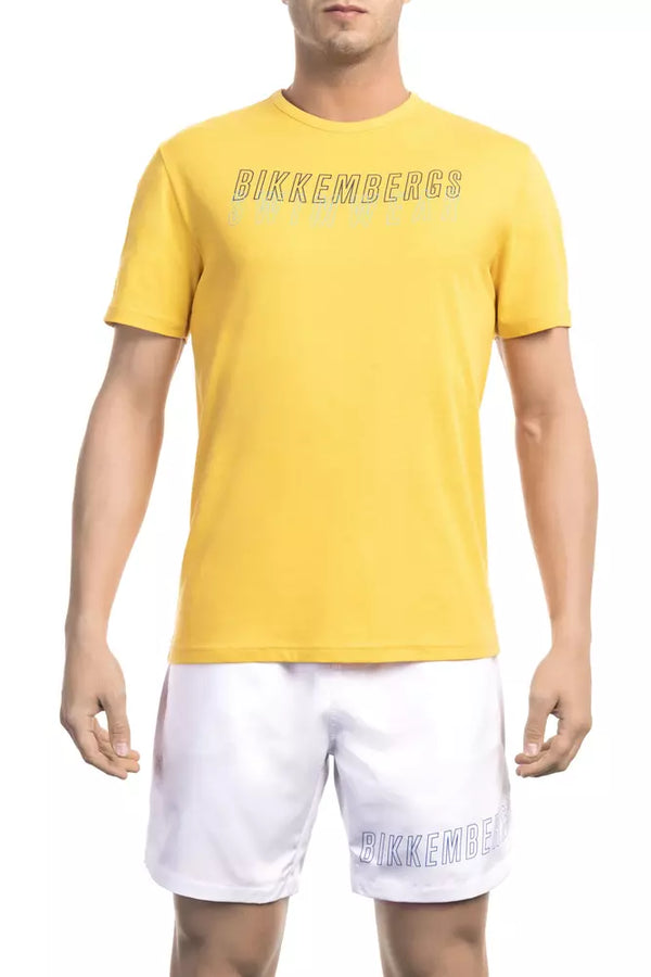 Yellow Cotton Men T-Shirt