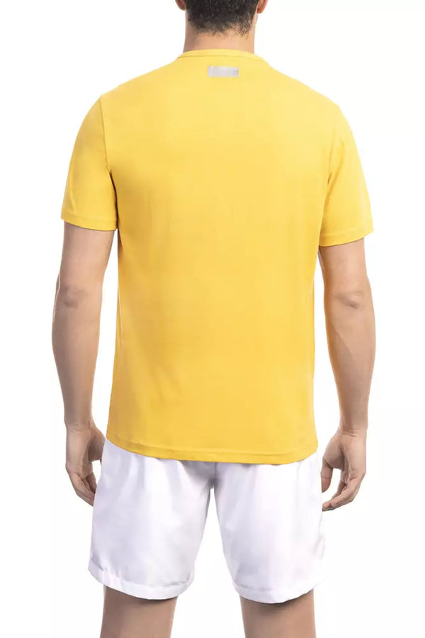 Sunny Yellow Cotton Tee με λεπτομέρειες λογότυπου πίσω