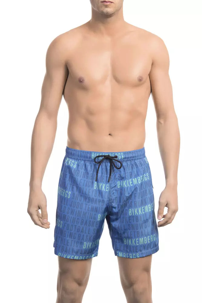 Pantaloncini da nuoto blu e stampati