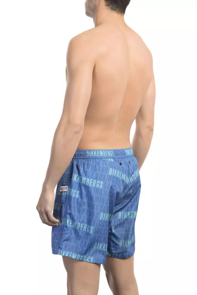 Blue All-Over-Druck-Schwimmshorts