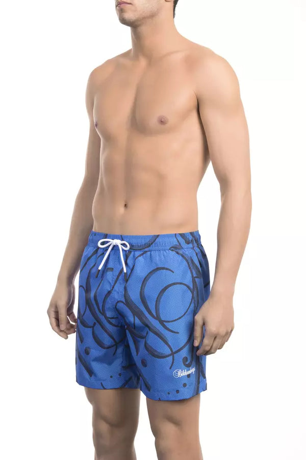 Elegante blaudruckte Schwimmshorts