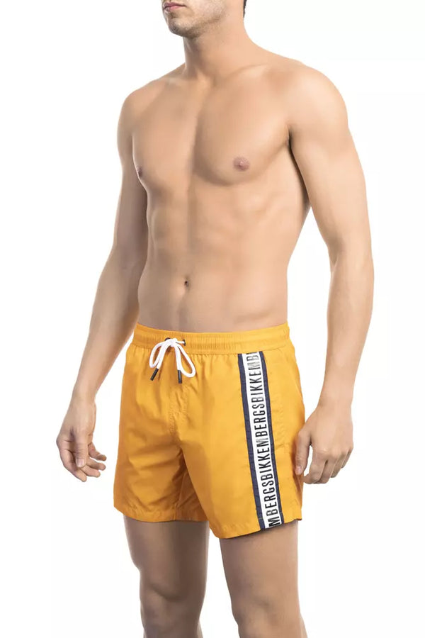 Schlanke orangefarbene Schwimmshorts mit legendärem Banddetails