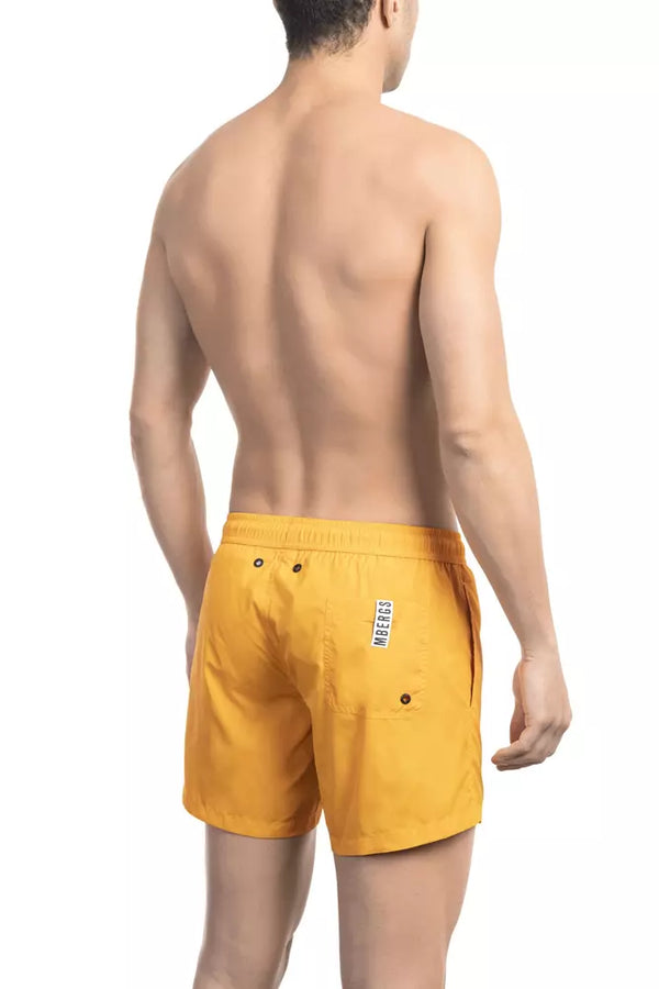 Schlanke orangefarbene Schwimmshorts mit legendärem Banddetails