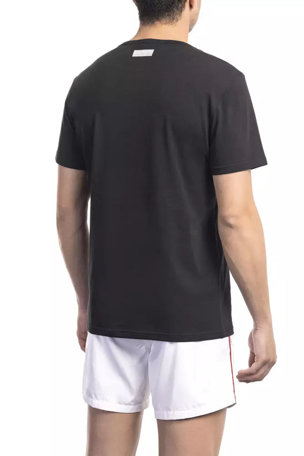 T-shirt stampata con miscela di cotone nero elegante