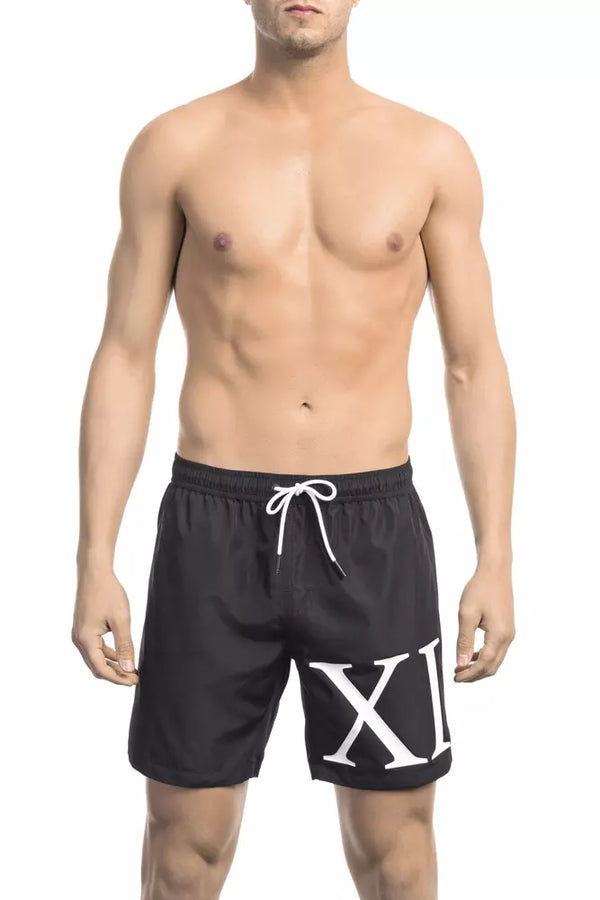 Black Polyester Men Swim Short