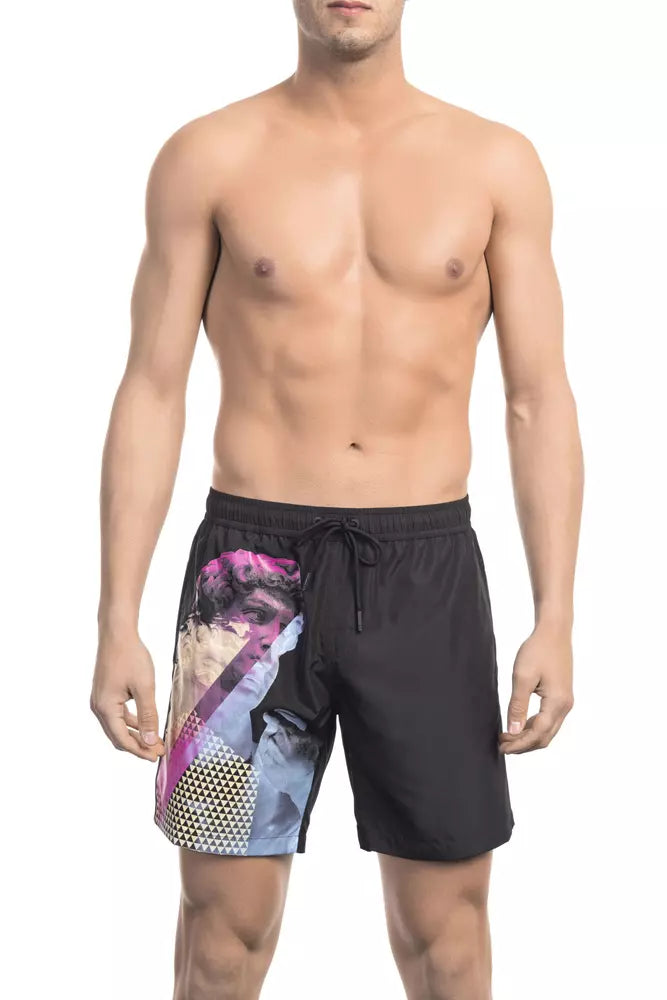 Schlanke schwarze Seitendruckschwimmshorts