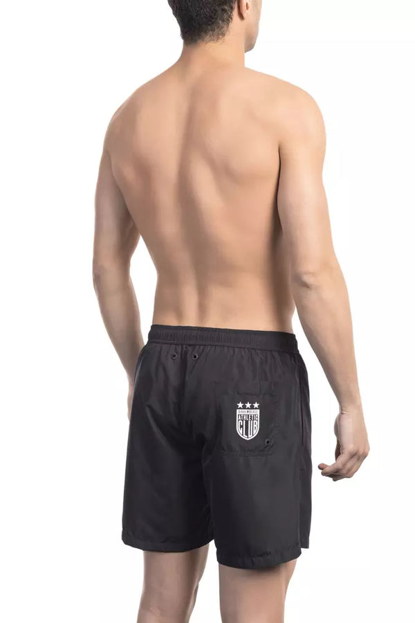 Schlanke schwarze Schwimmshorts mit Seitendruck