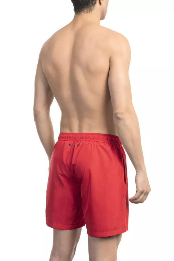 Pantalones cortos de natación rojos elegantes con detalles de impresión