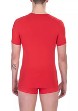 Camiseta de cuello de la tripulación roja deslumbrante