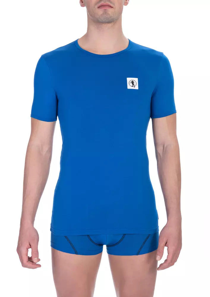 Sleek Blue Crew Teck Algody Tee de algodón