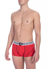 Chic Red Cotton-Elastane Herren Trunks Duo