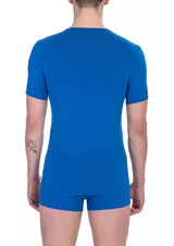 Blue Cotton Men T-Shirt