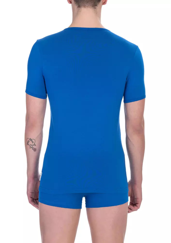 Sleek Blue Crew Teck Algody Tee de algodón