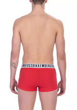 Chic Red Cotton-Elastane Herren Trunks Duo