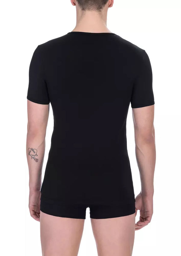 Elegante camiseta de cuello de la tripulación en negro