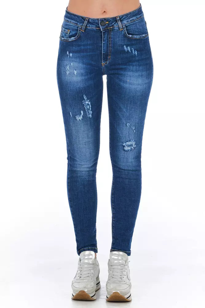 Chic abgenutzte Wash -Jeans für raffinierten Stil