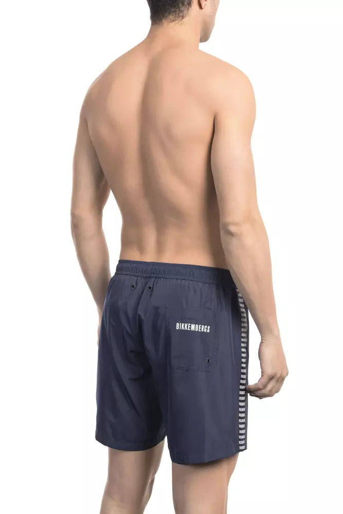 Elegantes pantalones cortos de natación de cinta azul