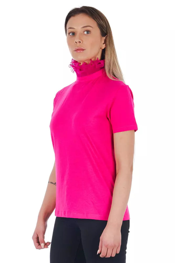 Tee de cuello alto de encaje rosado elegante