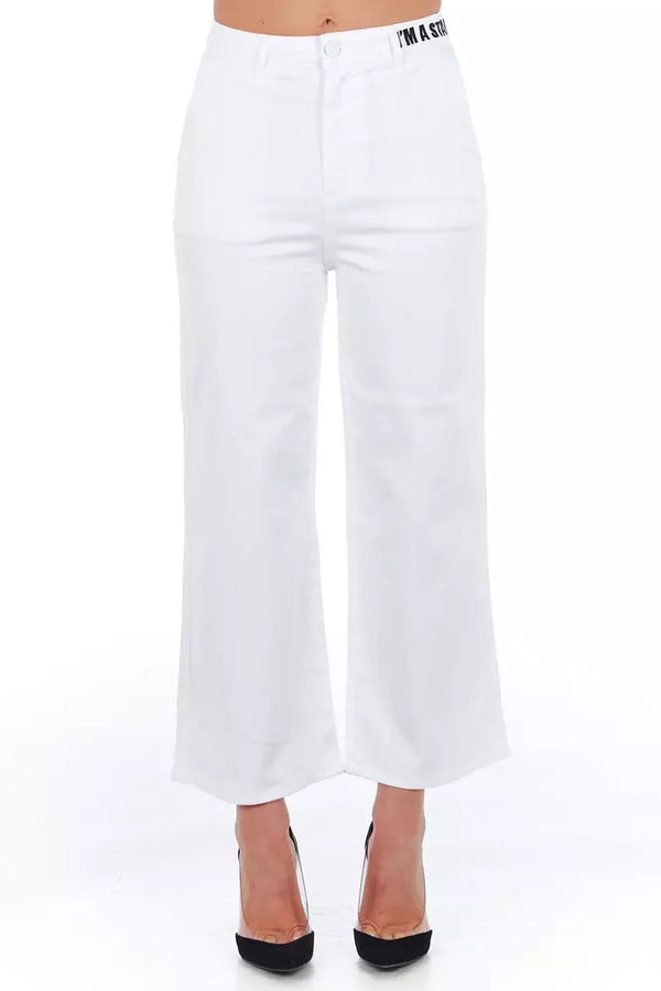 Elegancia elevada pantalones cortados blancos