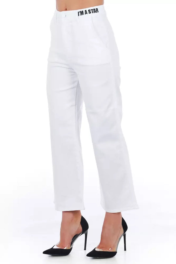 White Cotton Women Cropped Trouser