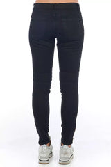 Eleganter Biker Stretch Denim Jeans in Schwarz