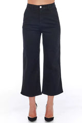 Black Cotton Women Cropped Pant