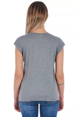 T-shirt en coton à imprimé gris chic