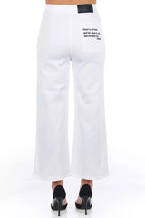 White Cotton Women Cropped Trouser