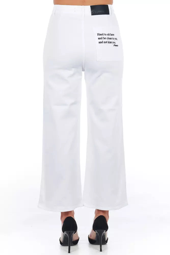 Elegancia elevada pantalones cortados blancos