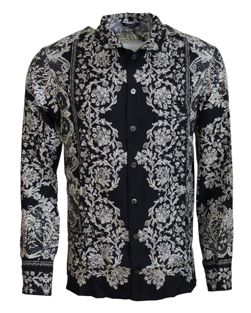 Elegant Satin Floral Baroque Shirt