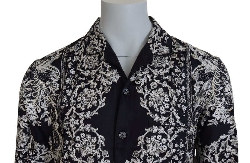 Chemise baroque florale satinée élégante