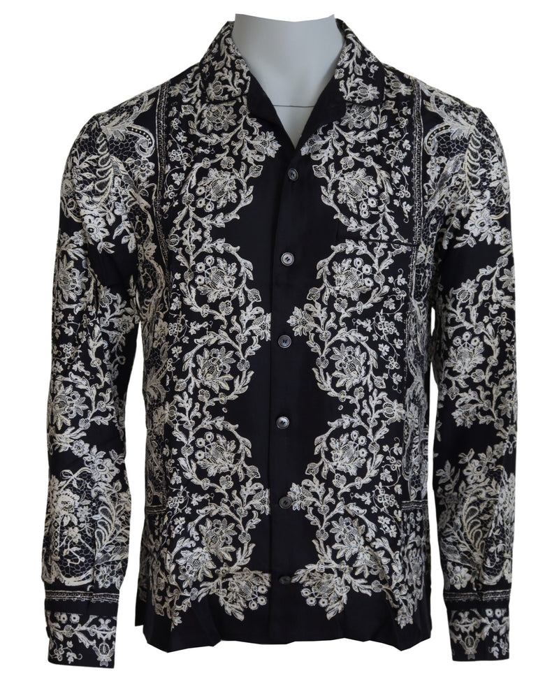 Chemise baroque florale satinée élégante